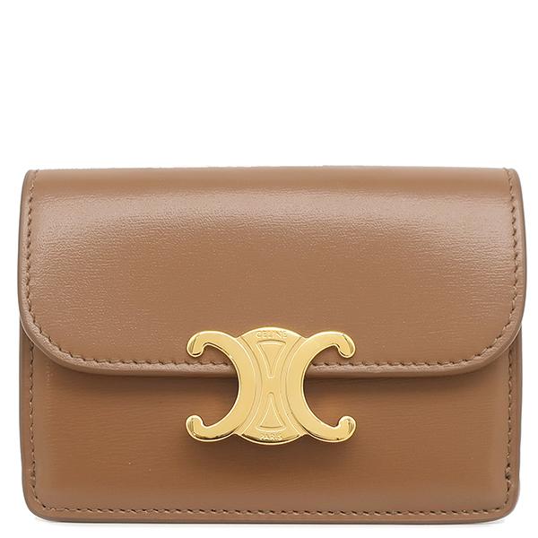 【極美品】CELINE セリーヌ トリオンフ カードケース 名刺入れ ブラウン CELINE（セリーヌ） カードケース トリオンフ フラップ付き カード
