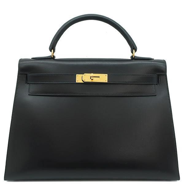 Kelly エルメス 2WAYバッグ ケリー32 外縫い ボックスカーフ ブラック