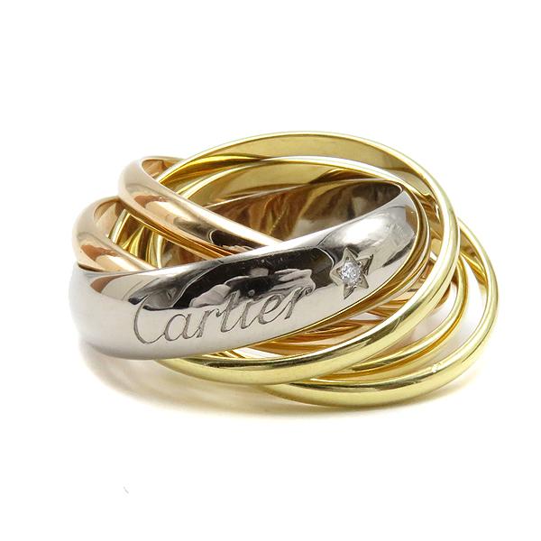 カルティエ Cartier リング 指輪 トリニティ ラベルリング ホワイトゴールド×イエローゴールド×ピンクゴールド K18WG K18YG  K18PG 中古