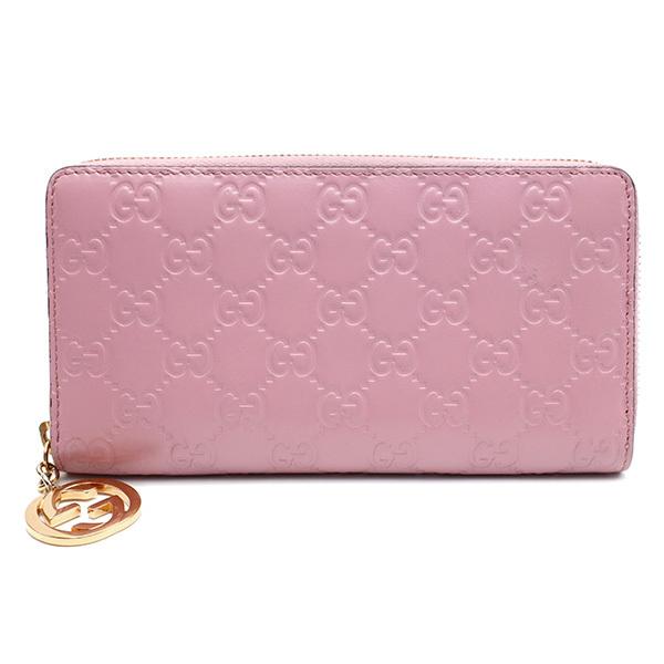 グッチシマ グッチ GUCCI 長財布 ラウンドファスナー ピンク  