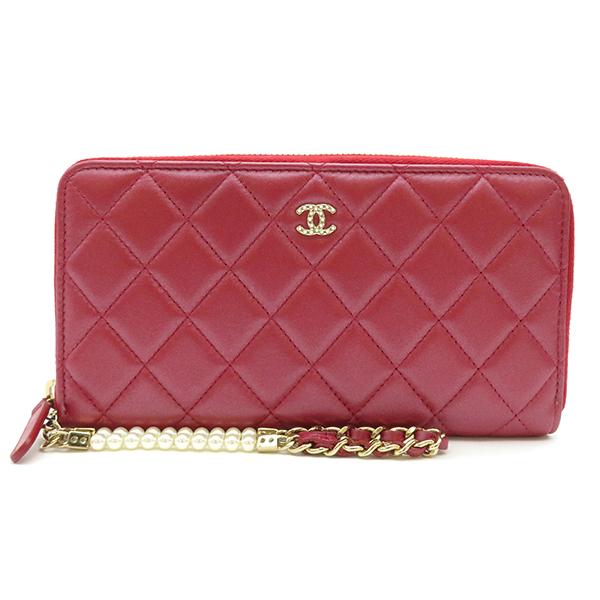 CHANEL 財布 CHANEL シャネル 長財布 マトラッセ ラウンドファスナー レッド