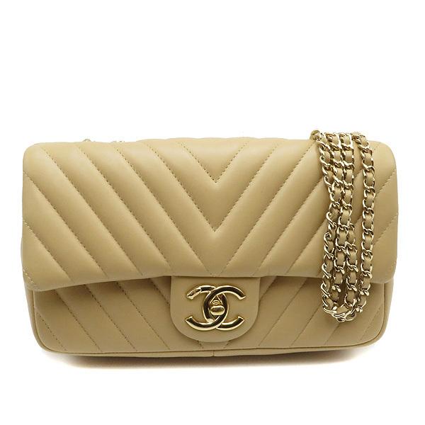 シャネル マトラッセ チェーンショルダーバッグ ベージュ ラムスキン CHANEL】シャネル チェーンショルダー ショルダーバッグ