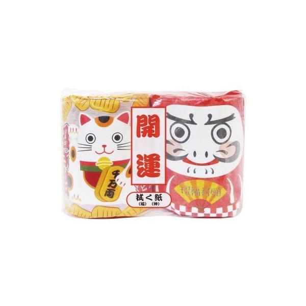 トイレットペーパー 招き猫ダルマトイレット2ロールダブル 50個セット 金運アップ祈願 縁起物 ノベルティ 販促品 景品