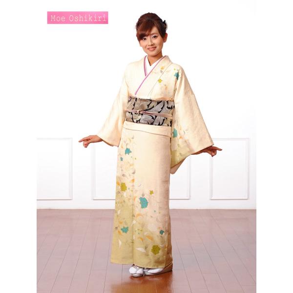 訪問着レンタルフルセット8AD26/MoeOshikiri/レンタル訪問着/着物/貸衣装/結婚式/お宮参り/入学式/押切もえ/クリーム/唐草・蝶/149cm〜170cm 爆買