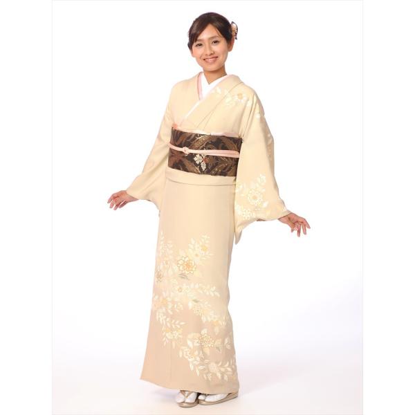 正絹訪問着レンタルフルセット8AD169/レンタル訪問着/正絹/結婚式/パーティ/入学式/七五三/ベージュ/白揚げ/149cm〜170cm/足袋プレゼント/往復送料無料/ 爆買