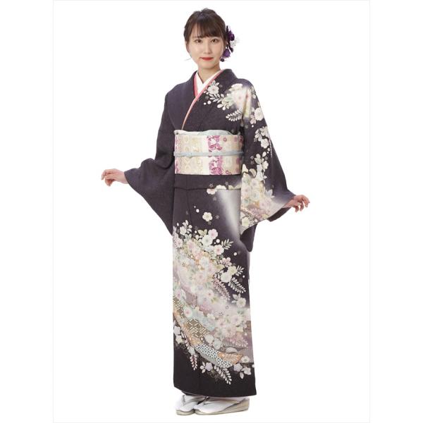 訪問着 レンタル フルセット 8AD351 レンタル訪問着 正絹 お呼ばれレンタル 結婚式 パーティ 入学式 七五三 辻ヶ花 黒 紫 グレー 150cm〜170cm位まで 足袋プレゼント 往復送料無料 ●必ず下の商品情報を表示いただきご予約...