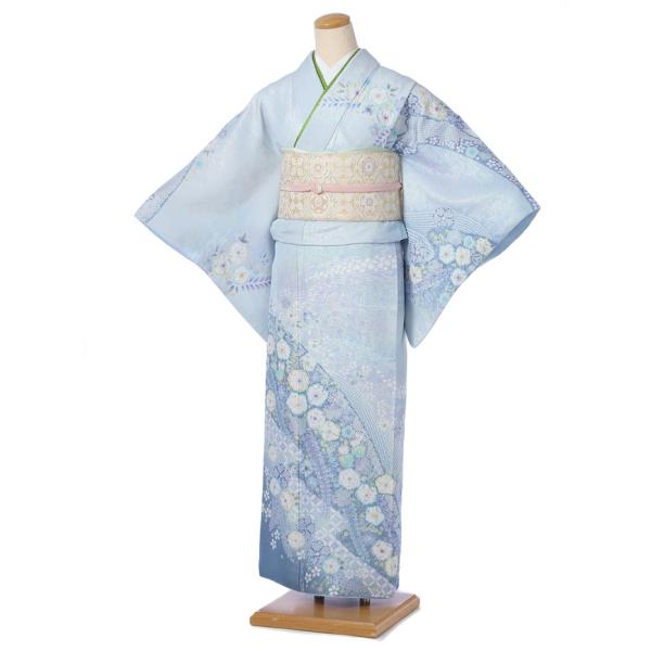 桂由美 訪問着 レンタル フルセット レンタル訪問着 着物レンタル レンタル着物 正絹 辻が花 ブルー 桂 由美 YUMI KATSURA 150cm〜170cm位まで 足袋プレゼント 8AD381 ●必ず下の商品情報を表示いただきご予約状...