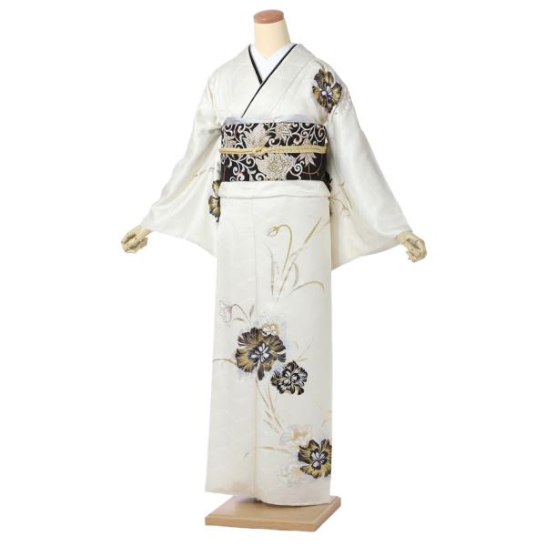訪問着　フルセット　着物　正絹　花　ホワイト　スモール　N1 ho-mi102mt.jpg