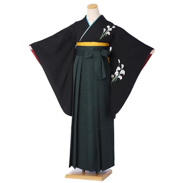 【レンタル】レンタル 袴 セット(AG91)大人 女 レディース 袴セット 卒業式 着物レンタル ハカマ はかま rental 黒 緑袴 2尺袖 着物 袴 フルセット レンタル 対応身長163〜168cm 足袋プレゼント 往復送料無料