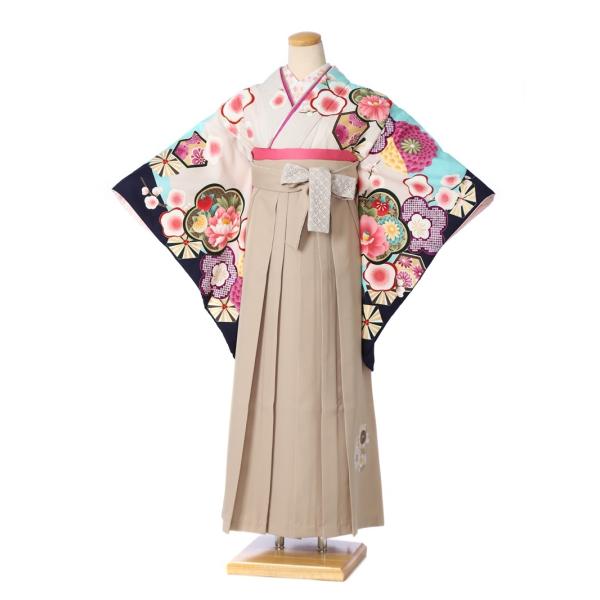 レンタル 袴 セット(AG125)大人 女 レディース 袴セット 卒業式 着物レンタル ハカマ はかま rental 白系 ベージュ袴 2尺袖 着物 袴 フルセット レンタル【対応身長163〜168cm】足袋プレゼント 往復送料無料