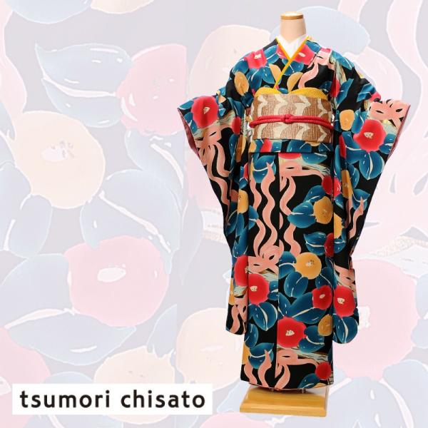 Tsumori Chisato ツモリチサト 振袖レンタルフルセット8sacb 45 成人式 1月 貸衣装 振袖レンタル 着物レンタル 個性派 椿 リボン ブラック 150cm 168cm Www Mohmmadiyon Com