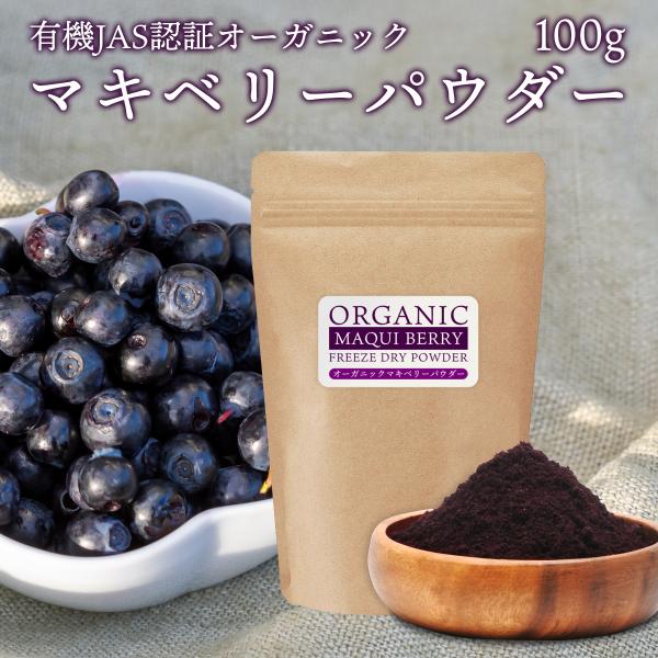 オーガニック マキベリーパウダー 100g チリ産 有機マキベリー 粉末 有機JAS認証 フリーズドライパウダー 果汁 ヨーグルト スムージー アントシアニン ジュース