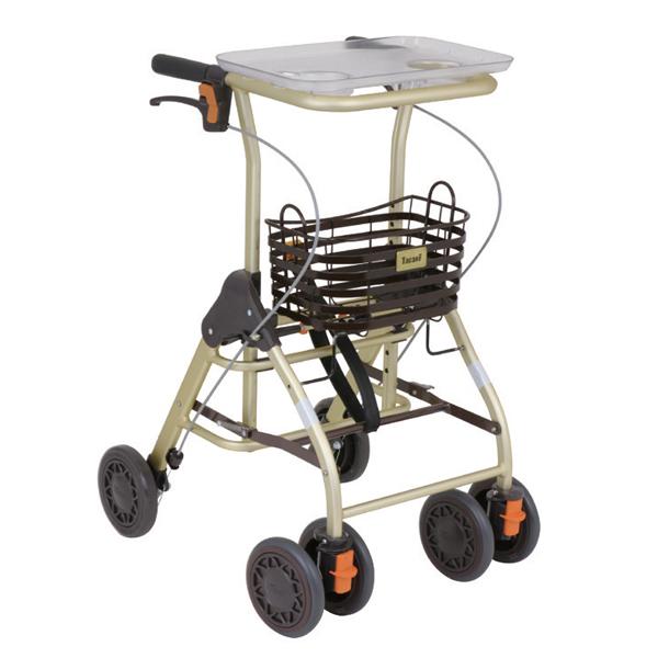 【サイズ】幅47×奥行58×高さ64〜91cm　トレイ装着時：高さ65〜92cm　折りたたみ時：幅47×奥行41×高さ71.5cm　ハンドル高さ：64〜91cm　カゴ：幅30×奥行20×高さ19cm　トレイ：幅40×奥行25×高さ5.5cm...