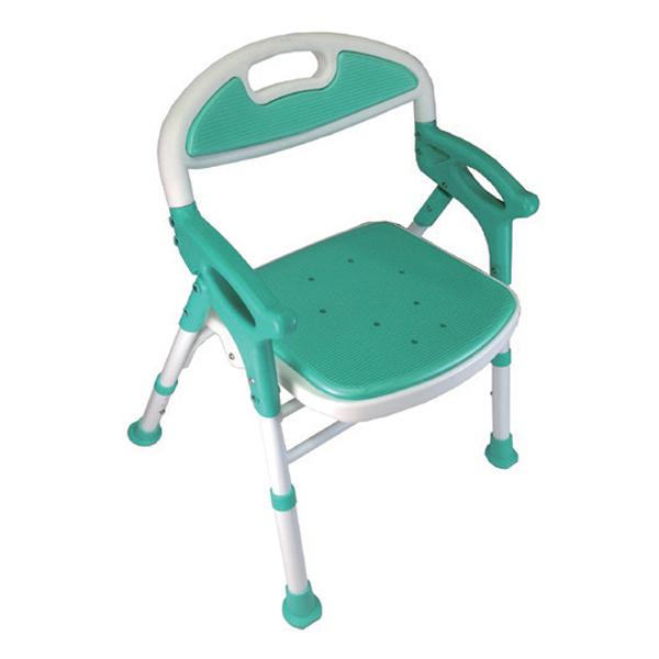 【カラー】ライトグリーン【サイズ】幅51.5×奥行48〜51.5×高さ66〜71cm　折りたたみ時：幅51.5×奥行24×高さ75.5cm　座面：39.5×35.5cm【重量】約3kg【最大使用者体重】100kg【材質】フレーム：アルミ　背...