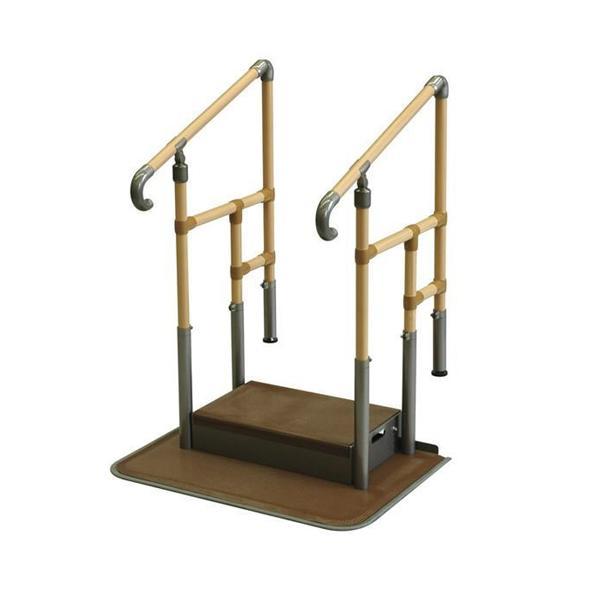 上り框用たちアップ　両手仕様　CKE-01 ※ステップ台付き yazaki あがりかまち用たちあっぷ 両手すりステップ台付き／CKE-01