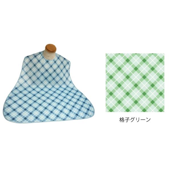 食事用エプロン／格子グリーン（萬楽）MR-3012
