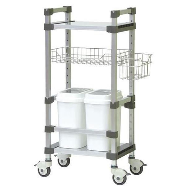 【サイズ】幅37.2×奥行67.6×高さ116.5（cm）（※サイドポケット含む）【重量】約13.5kg【耐荷重】棚板（1枚）：10kg、カゴ：10kg、サイドポケット：5kg【付属品】ペール×2個（容量：1個あたり15L）【材質】［ワゴン...