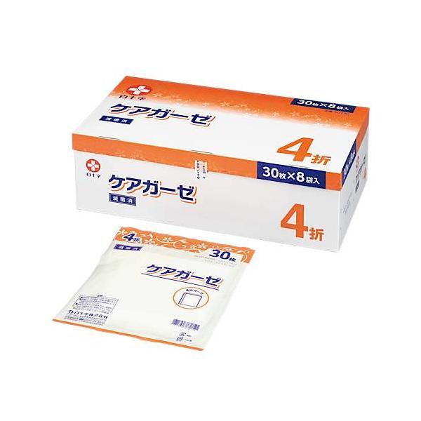 （ケース販売）ケアガーゼ 4折 30枚入×8袋／4箱（白十字）滅菌済 医療用ガーゼ 10170 白十字 （ケース販売）ケアガーゼ 4折 30枚入×8袋／4箱（白十字）滅菌