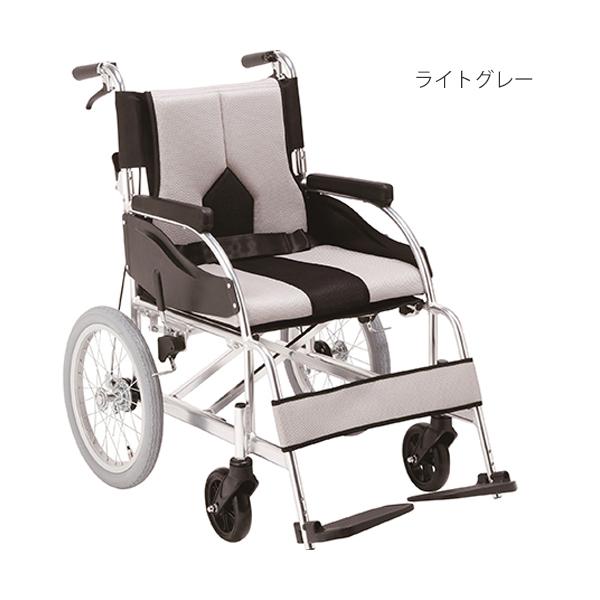 マキテック 介助式車いす カラーズ KC-3 座面幅40cm／ライトグレー