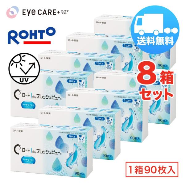ロート 1day フレッシュビュー リッチモイスト×8箱セット（1箱90枚入り） ROHTO 1日使い捨て ソフトコンタクトレンズ 送料無料 爆買