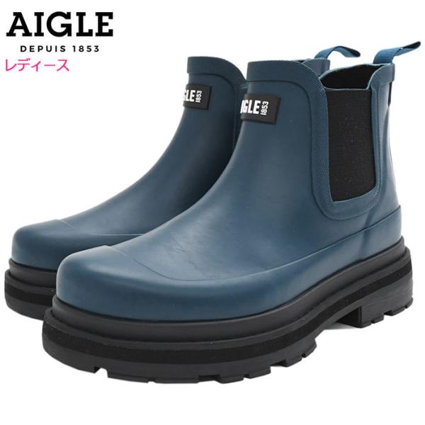 新品　AIGLE サイドゴアレイン ブーツ 防水 厚底 ソフトレイン ファー サイドゴアラバーブーツ