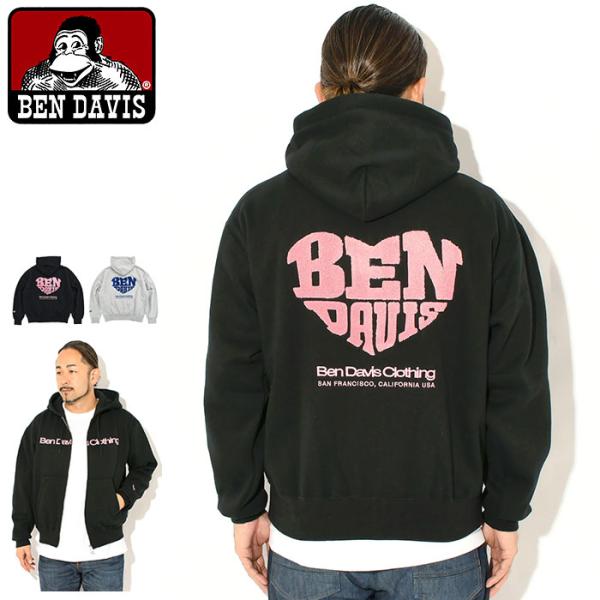 ベンデイビス パーカー ジップアップ BEN DAVIS メンズ ハート シェニール フル ジップ フーディ ( 1050-26780058 Heart Chenille Zip Hoodie 保温 裏起毛 )