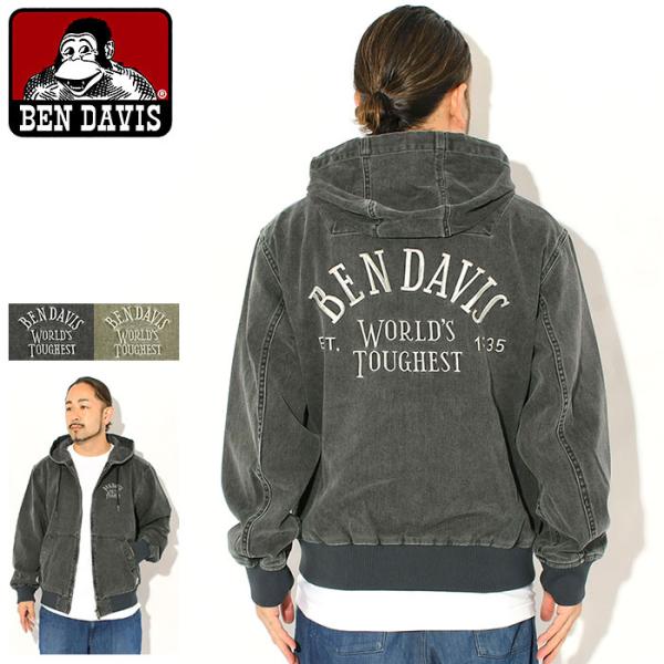 ベンデイビス ジャケット BEN DAVIS メンズ フェイデッド ツイル ジップ フーディ ( 1230-26780005 Faded Twill Zip Hoodie JKT ワークジャケット アウター )