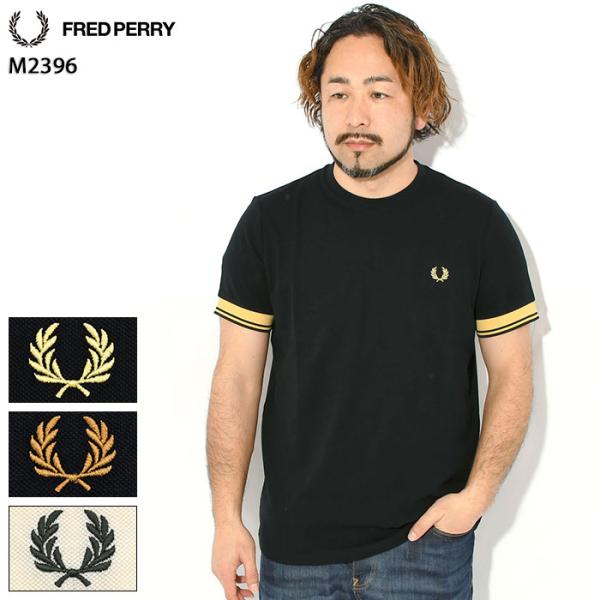 フレッドペリー Tシャツ 半袖 FRED PERRY メンズ ツイン ティップド カフ ( M2396 Twin Tipped Cuff S/S Tee 鹿の子 カットソー トップス )[M便 1/1]