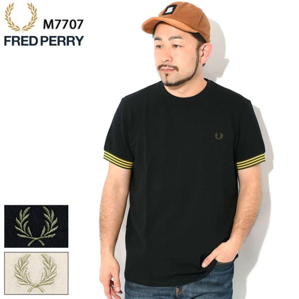 Tシャツ・カットソー FRED PERRY Men T-shirt Black M7707 R88 FRED PERRY フレッドペリー Tシャツ 半袖 メンズ ストライプド