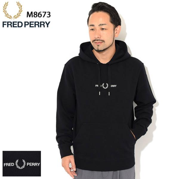 【美品】フレッド・ペリー パーカー サイズL　グラフィック　ブランディング FRED PERRY フレッドペリー パーカー プルオーバー メンズ