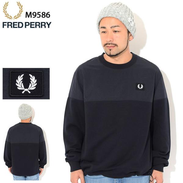 フレッドペリー トレーナー FRED PERRY メンズ ウーブン パネル クルー 