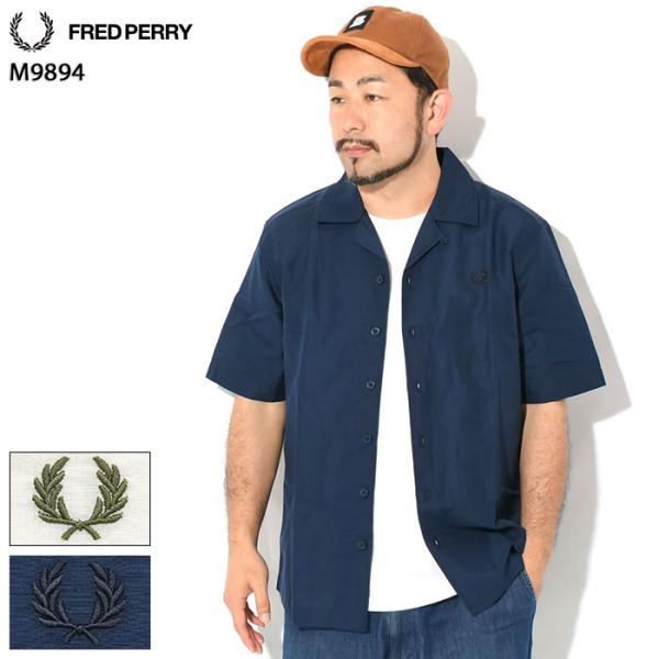 FRED PERRY フレッドペリー シャツ 半袖 メンズ リネン ブレンド