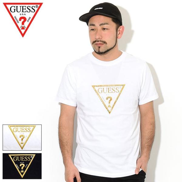 GUESS（ゲス） Tシャツ 半袖 メンズ ゴールド トライアングル ( GUESS