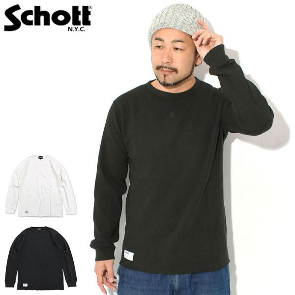 カットソー(長袖/七分) HONEYCOMB FRILL NECK L/S Schott N.Y.C（ショット） Schott LS HONEYCOMB HENRYNECK T ハニカム