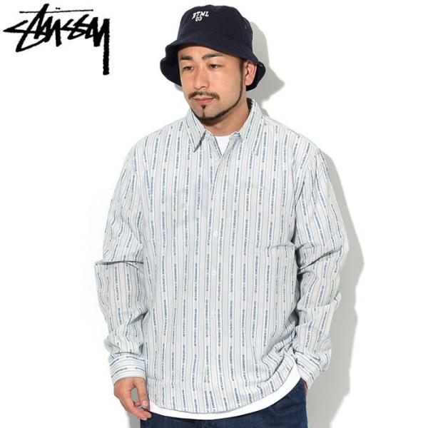 STUSSY ステューシー カジュアルシャツ 紺 M 3300125Y0086 STUSSY ステューシー シャツ 長袖 メンズ Jacquard Logo Stripe