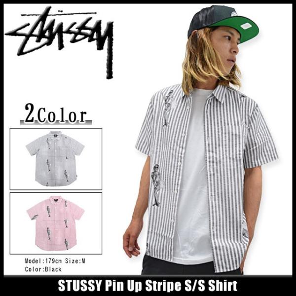 Stüssy ストライプ柄 半袖シャツ L STUSSY シャツ STUSSY/ステューシー STRIPED SILK SHIRT 半袖