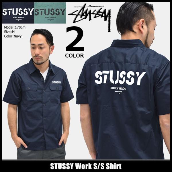 STUSSY ステューシー 半袖ワークシャツ 黒 M 刺繍 スカル ボタニカル STUSSY ステューシー 半袖ワークシャツ 黒 M 刺繍 スカル