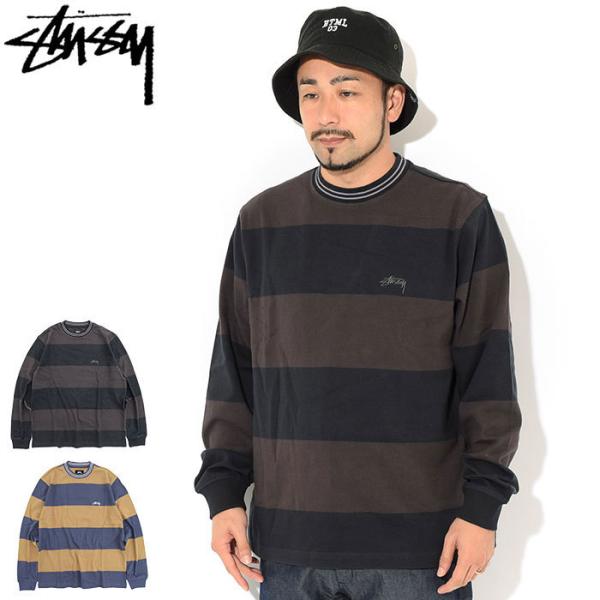 ウノピュウ L/S MOCK NECK STRIPE メンズXL 黒 STUSSY（ステューシー） カットソー 長袖 メンズ Moore Stripe