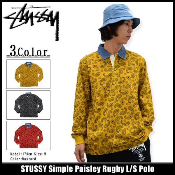 STUSSY ステューシー ポロシャツ 長袖 メンズ Simple Paisley STUSSY ステューシー ポロシャツ 長袖 メンズ Simple Paisley