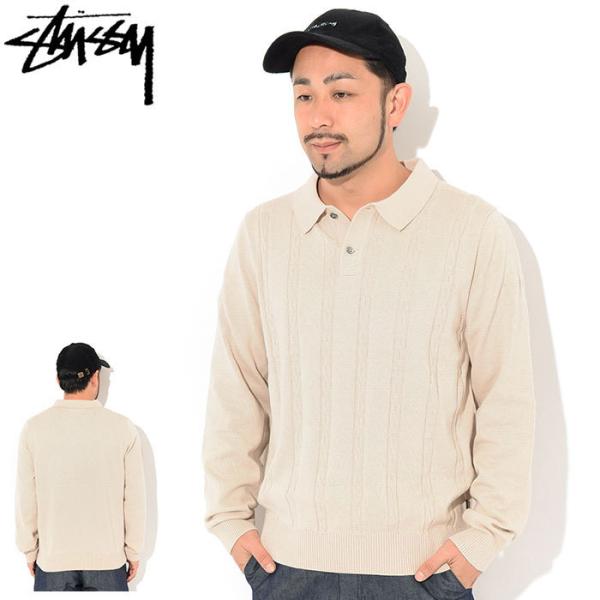 STUSSY ステューシー ポロシャツ 長袖 メンズ S Chain Knit STUSSY ステューシー ポロシャツ 長袖 メンズ S Chain Knit