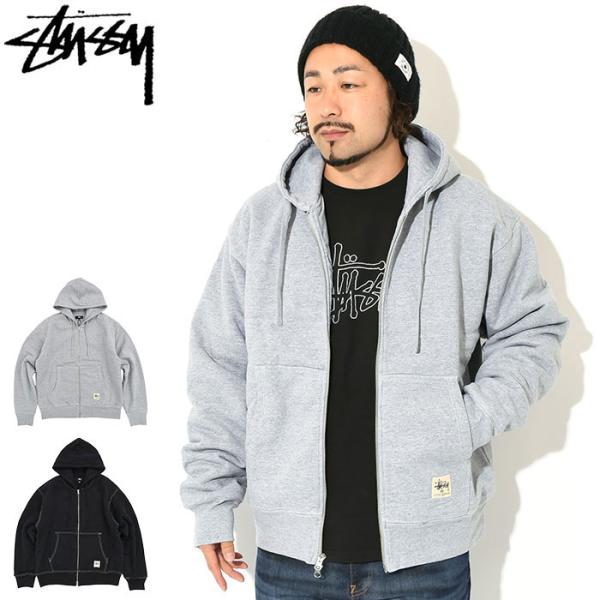 Double Face Label Zip STUSSYジップパーカー STUSSY】DOUBLE FACE LABEL ZIP HOODIE ジップアップ (STUSSY/パーカー