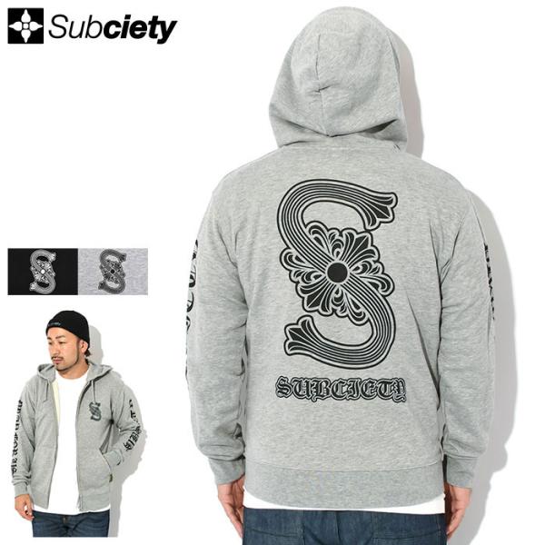 サブサエティ パーカー ジップアップ Subciety メンズ クレスト フル ジップ フーディ ( subciety Crest Full Zip Hoodie スウェット 106-31935 )