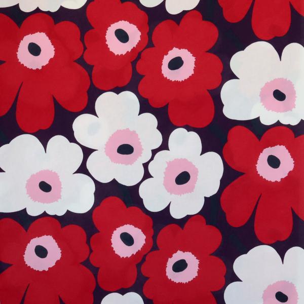 マリメッコ 生地 ピエニウニッコ レッド ホワイト パープル No.438 巾145cm 10cm単位 切り売り PIENI UNIKKO 花柄 赤 白 紫 手作り 正規 marimekko 北欧