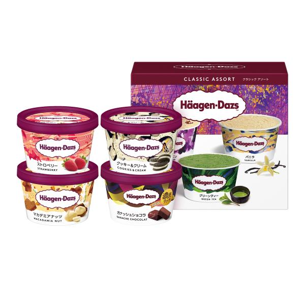 ハーゲンダッツのミニカップ(110ml)4種とアソートパック(ミニカップ(75ml)6個入り)のクラシックコレクションを詰めました。【セット内容】《ミニカップ(110ml)》・ストロベリー・マカデミアナッツ・クッキー＆クリーム・ガナッシュシ...