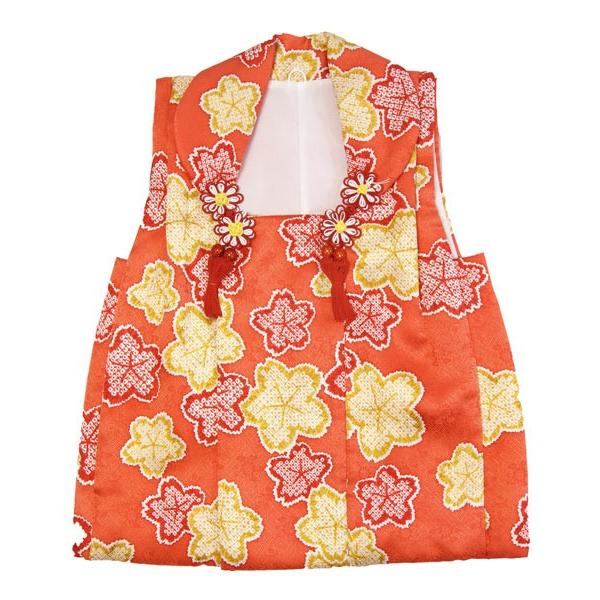 ひふ七五三 3才用 正絹綸子オレンジ色 地紋入り 絹製被布 でんち 子供