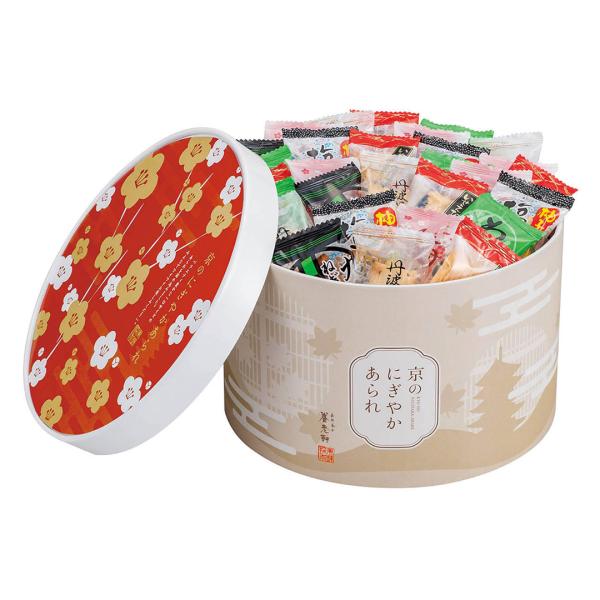 和をイメージした可愛いパッケージに、色んな味のあられをいっぱい詰め込みました。ご家族やご友人で楽しめる、にぎやかなギフトです。内容量：伊勢海老・黒豆・わさび・梅・柚子塩こうじ・九条ねぎみそ×各12(計72、152g）製造生産地：岐阜県（加工...