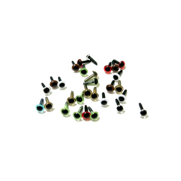 ぬいぐるみや人形用の目玉ボンドなどを利用して人形に刺します。■7色アソート■30個入り・サイズ：全長 約11mm 目玉直径 約6mm・挿入部サイズ：長さ約8mm  直径約2mm★メール便についてお客様の郵便ポストに投函するサービスです。商品...