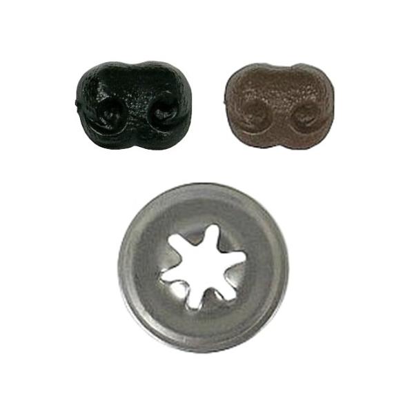 ぬいぐるみや人形用の鼻です。ワッシャーが付属しております。■セット内容：さし鼻12mm×30個、ワッシャー(No.5)×30個■鼻サイズ：幅12mm×縦10mm■鼻挿入棒サイズ：直径5mm×棒長さ12mm■ワッシャーサイズ：直径18mm【メ...