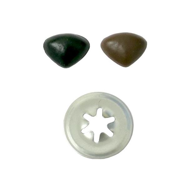 ぬいぐるみや人形用の鼻です。ワッシャーが付属しております。■セット内容：さし鼻12mm×30個、ワッシャー(No.5)×30個■鼻サイズ：幅12mm×縦9mm■鼻挿入棒サイズ：直径5mm×棒長さ12mm■ワッシャーサイズ：直径18mm【メー...