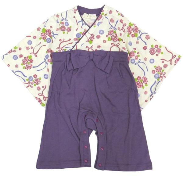 【商品情報】袴風ロンパースかわいい赤ちゃんのメモリアルの１ページを飾るアイテムにお使い下さい。出産祝いのプレゼントや初節句やお宮参りなどのプレゼントに贈ると喜ばれますよ♪サイズ80cm：体重11kg 身丈約54cm 身幅約27cmポリエステ...